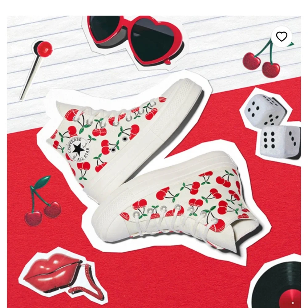 Womens Converse All Star Lift High-Top Sneaker - Egret / Cherries | 7 - Picture 1 of 14